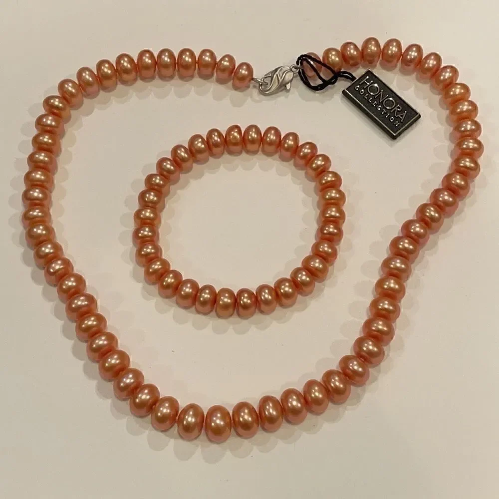 Honora Pink Pearl necklace/bracelet 925 sterling